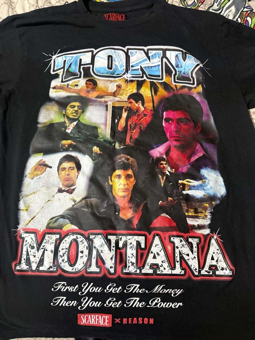 Reason x Scarface Tony Montana Graphic T-Shirt Black Size L